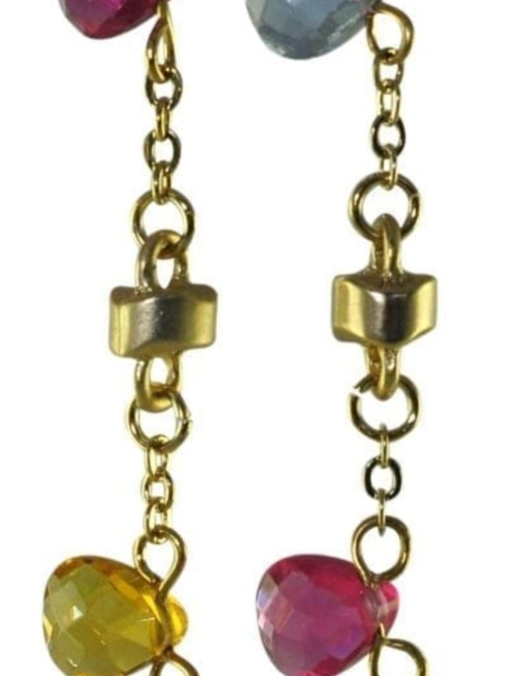 3" IN DANGLE EARRINGS, FRESH WATER PEARLS WITH MULTI COLORED STONES